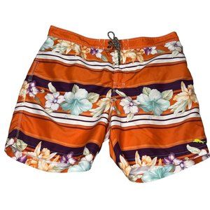 Tommy Bahama Swimwear Mens XL Orange Mesh Lined Tropical Floral Trunks Shorts